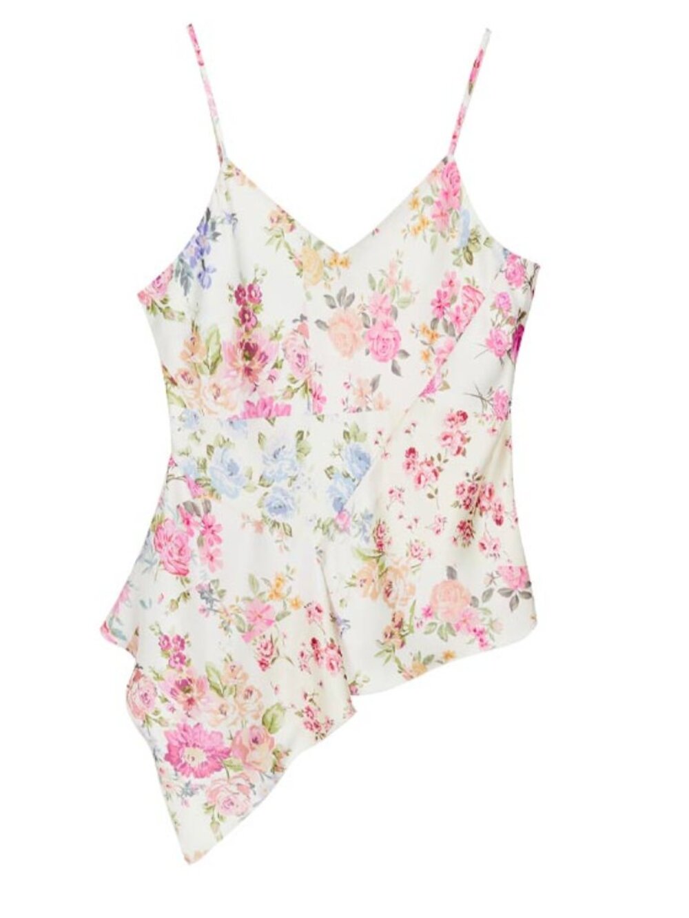 Rita Ora Asymmetrical Spaghetti Strap Floral Tank Top Camisole, NWT - Medium